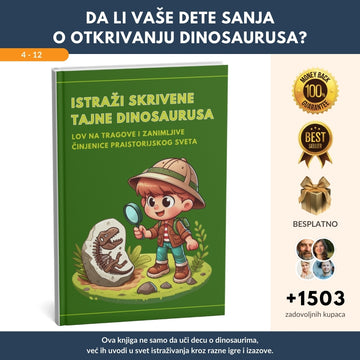 BRZO SE PRODAJE! Lov na tragove i tajne Dinosaurusa: Fascinantna knjiga puna znanja i avantura za malog istraživača + BONUS